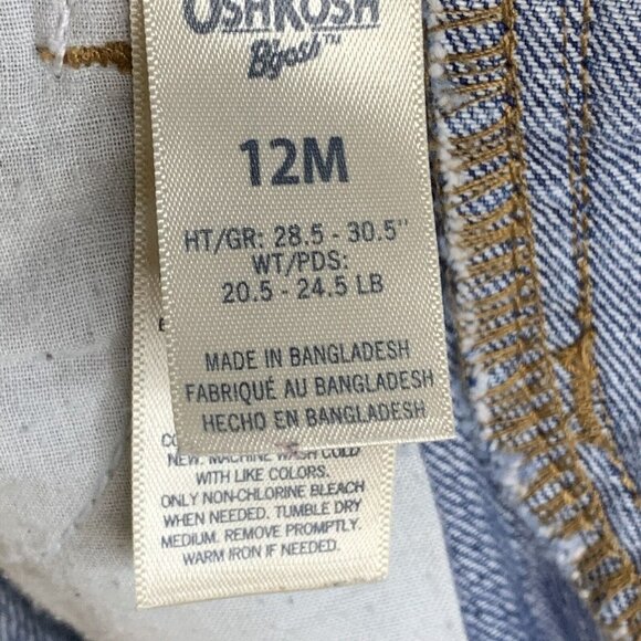 Oshkosh B'gosh Vestbak Girls Size 12 Months Dress Denim Bow Distressed - Picture 7 of 9